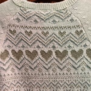 Children’s Place Cream Gold Silver Girls Holiday Sweater Dress